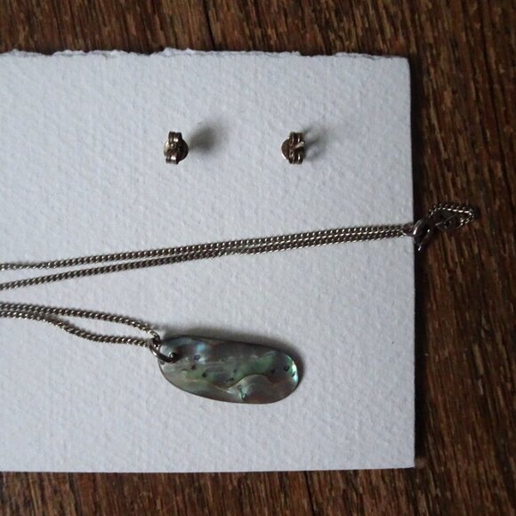 Abalone Sterling Silver Earrings and Pendant - Picture 6 of 8